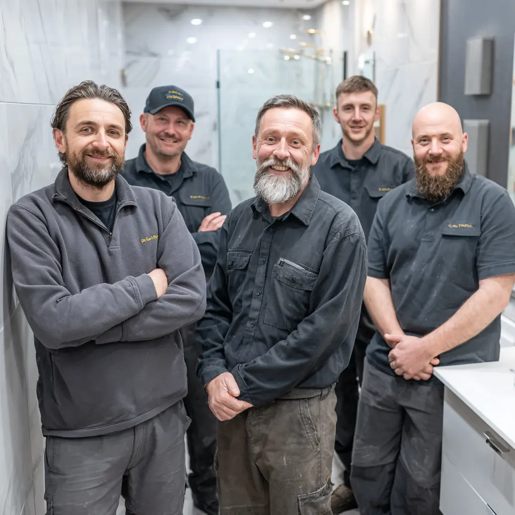 Coordinated bathroom installation team